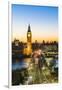 Big Ben (the Elizabeth Tower), and busy traffic on Westminster Bridge at dusk, London, England, Uni-Fraser Hall-Framed Premium Photographic Print