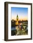 Big Ben (the Elizabeth Tower), and busy traffic on Westminster Bridge at dusk, London, England, Uni-Fraser Hall-Framed Photographic Print