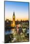 Big Ben (the Elizabeth Tower), and busy traffic on Westminster Bridge at dusk, London, England, Uni-Fraser Hall-Mounted Photographic Print