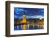 Big Ben (the Elizabeth Tower) and Westminster Bridge at dusk, London, England, United Kingdom, Euro-Fraser Hall-Framed Photographic Print