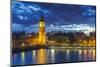 Big Ben (the Elizabeth Tower) and Westminster Bridge at dusk, London, England, United Kingdom, Euro-Fraser Hall-Mounted Photographic Print