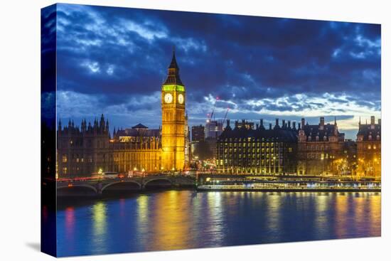 Big Ben (the Elizabeth Tower) and Westminster Bridge at dusk, London, England, United Kingdom, Euro-Fraser Hall-Stretched Canvas