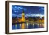 Big Ben (the Elizabeth Tower) and Westminster Bridge at dusk, London, England, United Kingdom, Euro-Fraser Hall-Framed Photographic Print