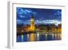 Big Ben (the Elizabeth Tower) and Westminster Bridge at dusk, London, England, United Kingdom, Euro-Fraser Hall-Framed Photographic Print