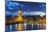 Big Ben (the Elizabeth Tower) and Westminster Bridge at dusk, London, England, United Kingdom, Euro-Fraser Hall-Mounted Photographic Print