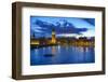 Big Ben (the Elizabeth Tower) and Westminster Bridge at dusk, London, England, United Kingdom, Euro-Fraser Hall-Framed Photographic Print