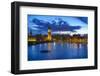 Big Ben (the Elizabeth Tower) and Westminster Bridge at dusk, London, England, United Kingdom, Euro-Fraser Hall-Framed Photographic Print