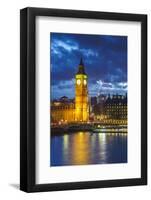 Big Ben (the Elizabeth Tower) and Westminster Bridge at dusk, London, England, United Kingdom, Euro-Fraser Hall-Framed Photographic Print