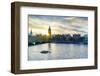 Big Ben (the Elizabeth Tower) and Westminster Bridge at sunset, London, England, United Kingdom, Eu-Fraser Hall-Framed Photographic Print