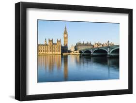 Big Ben, the Palace of Westminster, UNESCO World Heritage Site, and Westminster Bridge, London, Eng-Fraser Hall-Framed Photographic Print