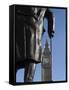 Big Ben Through Statue of Sir Winston Churchill, Westminster, London-Amanda Hall-Framed Stretched Canvas