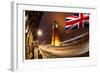 Big Ben With Flag Of England-null-Framed Art Print