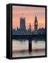 Big Ben with Hungerford Bridge at Sunset, London, England, United Kingdom, Europe-Charles Bowman-Framed Stretched Canvas