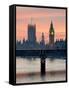 Big Ben with Hungerford Bridge at Sunset, London, England, United Kingdom, Europe-Charles Bowman-Framed Stretched Canvas