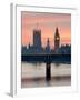 Big Ben with Hungerford Bridge at Sunset, London, England, United Kingdom, Europe-Charles Bowman-Framed Photographic Print