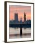 Big Ben with Hungerford Bridge at Sunset, London, England, United Kingdom, Europe-Charles Bowman-Framed Photographic Print