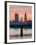 Big Ben with Hungerford Bridge at Sunset, London, England, United Kingdom, Europe-Charles Bowman-Framed Photographic Print