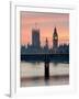 Big Ben with Hungerford Bridge at Sunset, London, England, United Kingdom, Europe-Charles Bowman-Framed Photographic Print