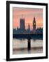 Big Ben with Hungerford Bridge at Sunset, London, England, United Kingdom, Europe-Charles Bowman-Framed Photographic Print