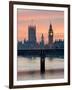 Big Ben with Hungerford Bridge at Sunset, London, England, United Kingdom, Europe-Charles Bowman-Framed Photographic Print