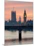 Big Ben with Hungerford Bridge at Sunset, London, England, United Kingdom, Europe-Charles Bowman-Mounted Photographic Print