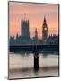 Big Ben with Hungerford Bridge at Sunset, London, England, United Kingdom, Europe-Charles Bowman-Mounted Photographic Print