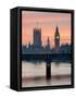 Big Ben with Hungerford Bridge at Sunset, London, England, United Kingdom, Europe-Charles Bowman-Framed Stretched Canvas