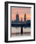 Big Ben with Hungerford Bridge at Sunset, London, England, United Kingdom, Europe-Charles Bowman-Framed Premium Photographic Print