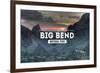 Big Bend National Park, Texas - Rubber Stamp-Lantern Press-Framed Premium Giclee Print