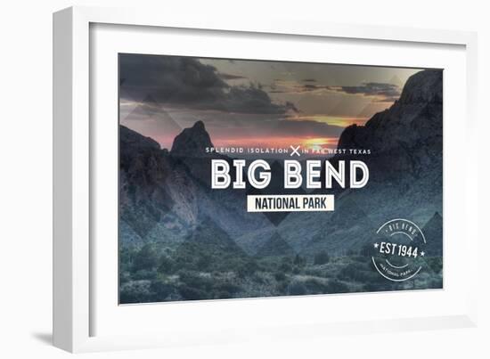 Big Bend National Park, Texas - Rubber Stamp-Lantern Press-Framed Art Print