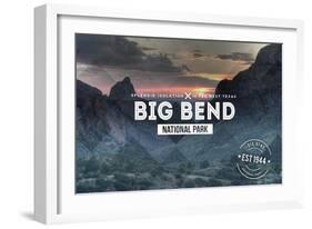 Big Bend National Park, Texas - Rubber Stamp-Lantern Press-Framed Art Print