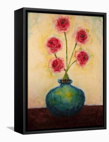 Big Blue Vase-Marabeth Quin-Framed Stretched Canvas