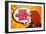 Big Brands Sale Design with Speaking Girl and Bubble Talk in Pop-Art Style-Selenka-Framed Art Print