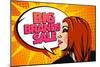 Big Brands Sale Design with Speaking Girl and Bubble Talk in Pop-Art Style-Selenka-Mounted Art Print