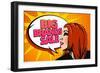 Big Brands Sale Design with Speaking Girl and Bubble Talk in Pop-Art Style-Selenka-Framed Premium Giclee Print