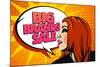 Big Brands Sale Design with Speaking Girl and Bubble Talk in Pop-Art Style-Selenka-Mounted Art Print