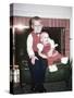 Big Brother Holds His Baby Sister for a Portrait, Ca. 1960.-Kirn Vintage Stock-Stretched Canvas