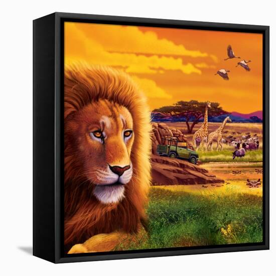 Big Buck Safari Cabinet Art-John Youssi-Framed Stretched Canvas