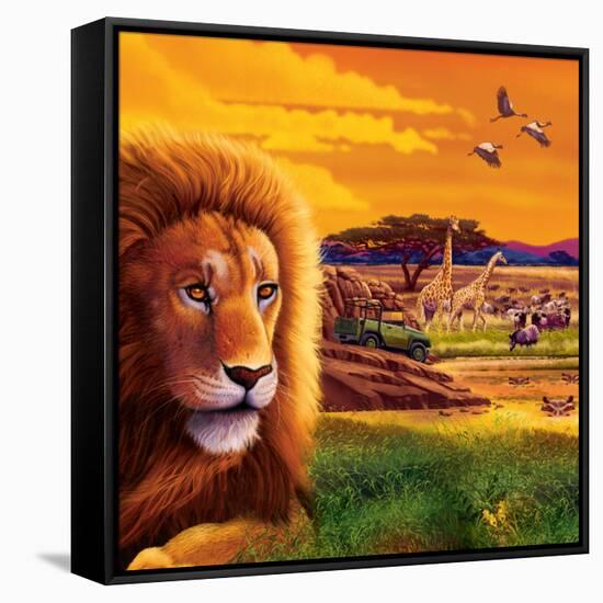 Big Buck Safari Cabinet Art-John Youssi-Framed Stretched Canvas