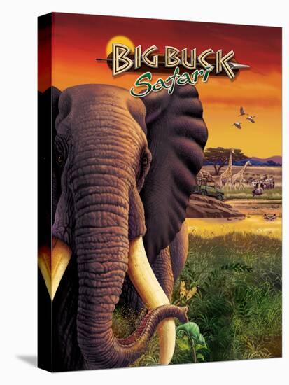 Big Buck Safari Elephant Cabinet Art  with Logo-John Youssi-Stretched Canvas