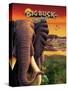 Big Buck Safari Elephant Cabinet Art  with Logo-John Youssi-Stretched Canvas