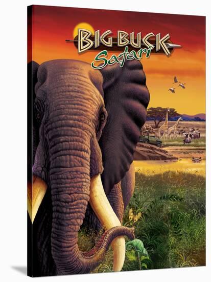 Big Buck Safari Elephant Cabinet Art  with Logo-John Youssi-Stretched Canvas