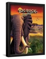 Big Buck Safari Elephant Cabinet Art  with Logo-John Youssi-Framed Poster