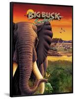 Big Buck Safari Elephant Cabinet Art  with Logo-John Youssi-Framed Poster