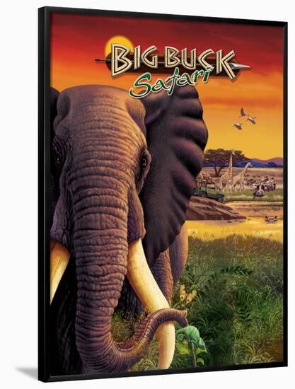 Big Buck Safari Elephant Cabinet Art  with Logo-John Youssi-Framed Poster