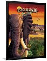 Big Buck Safari Elephant Cabinet Art  with Logo-John Youssi-Framed Poster