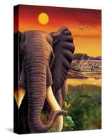 Big Buck Safari Elephant Cabinet Art-John Youssi-Stretched Canvas