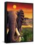 Big Buck Safari Elephant Cabinet Art-John Youssi-Framed Stretched Canvas