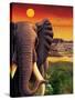 Big Buck Safari Elephant Cabinet Art-John Youssi-Stretched Canvas