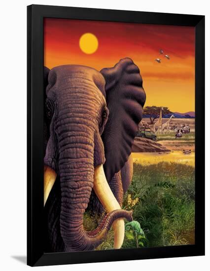 Big Buck Safari Elephant Cabinet Art-John Youssi-Framed Poster